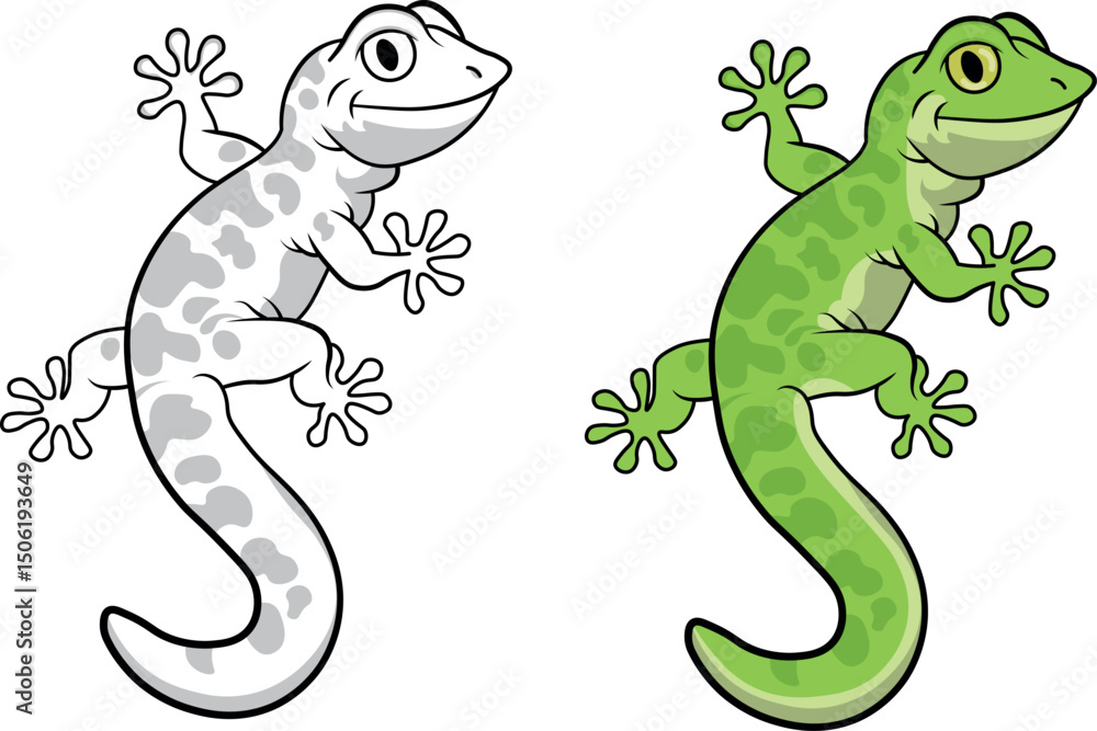 Basic RCute Lizard coloring pages for kids and adultsGB Stock Vector ...