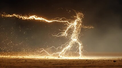 Wall Mural - dynamic electric figure in motion with sparks and lightning effects creating an energetic atmosphere