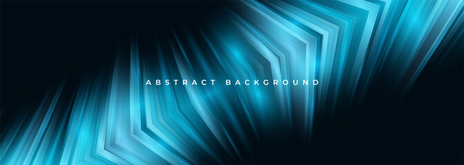 Aufkleber - Black and blue futuristic technology abstract background. Vector illustration 3D modern geometric wide banner.