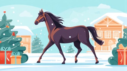 Wall Mural - Symbol of 2026 New Year horse