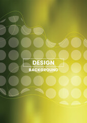 Wall Mural - Abstract vector background with green and yellow gradients, geometric circle patterns and smooth wave lines.