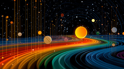 Wall Mural - cosmic symphony of colors: a breathtaking artistic rendering depicts a vibrant and surreal cosmos. a