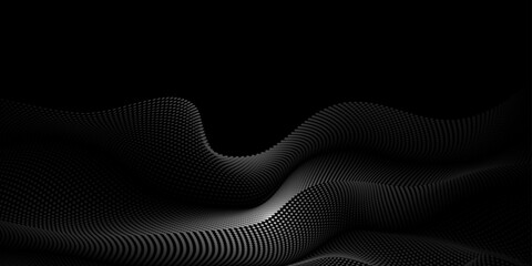 Leinwandbilder - Vector abstract motion, smooth, soft wave line pattern and dot particle. Curve and fluid shape on black background. Illustration modern graphic design for luxury wallpaper or futuristic, technology