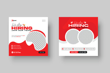 Wall Mural - we are hiring job vacancy social media post or square web banner template design
