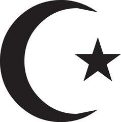 Crescent moon and star symbol