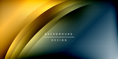 Fototapete - Abstract waves blend gold, green, blue hues. Dark background creates dramatic visual effect. Modern design element.