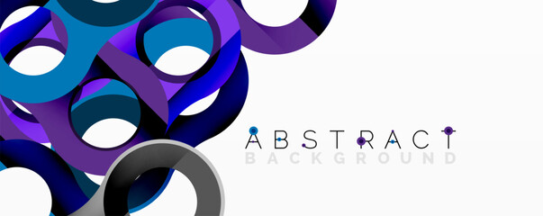 Aufkleber - Abstract design features vibrant blue, purple shapes. Modern geometric pattern creates dynamic visual effect. Clean white space balances composition.
