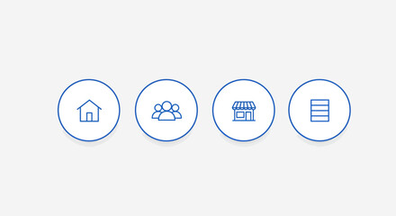 Menu Icon Set of Social Media. Home, Group, Watch, Marketplace, Notification, and Menu