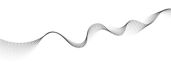 Leinwandbilder - Flowing Dot Wave halftone gradient pattern on transparent background	
