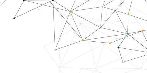Fototapete - Abstract digital background of points and lines. Technology abstract white digital background .abstract connecting dots and lines. Connection science background Grey Mesh. Vector illustration .	