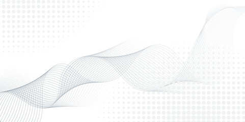 Aufkleber - Abstract grey, white smooth element swoosh speed wave modern stream background. Wave lines created using blend tool and dots. abstract frequency sound wave lines and twisted curve lines background.	