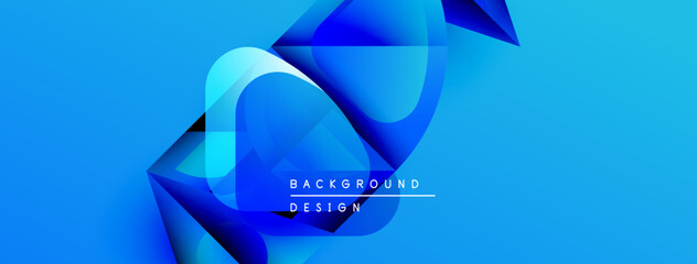 Leinwandbilder - Abstract blue design features flowing shapes, gradients. Modern background with text elements, dynamic composition.