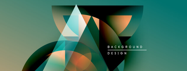 Fototapete - Abstract geometric shapes overlap, creating vibrant color gradients. Modern design elements suggest dynamic visual experience.