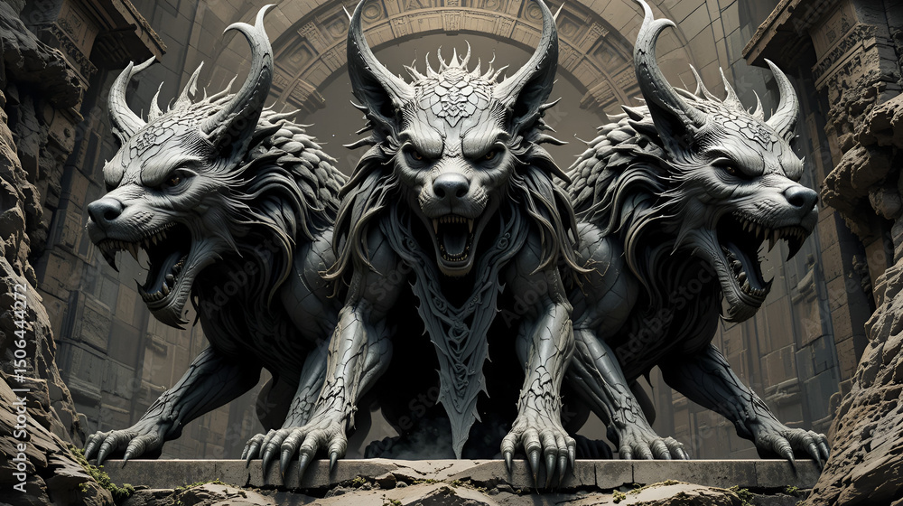 Cerberus, the three head guardian of the entrance to the underworld in ...
