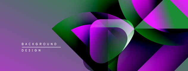 Poster - Abstract purple, green design. Overlapping shapes create dynamic visual texture. Modern background for digital projects.