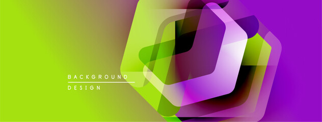 Leinwandbilder - Bright abstract background. Geometric shapes overlap, creating vibrant color gradients. Modern design elements present dynamic visual effect.