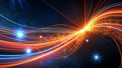 Wall Mural - glowing streaks of vibrant light energy dance across a dark, starry backdrop.