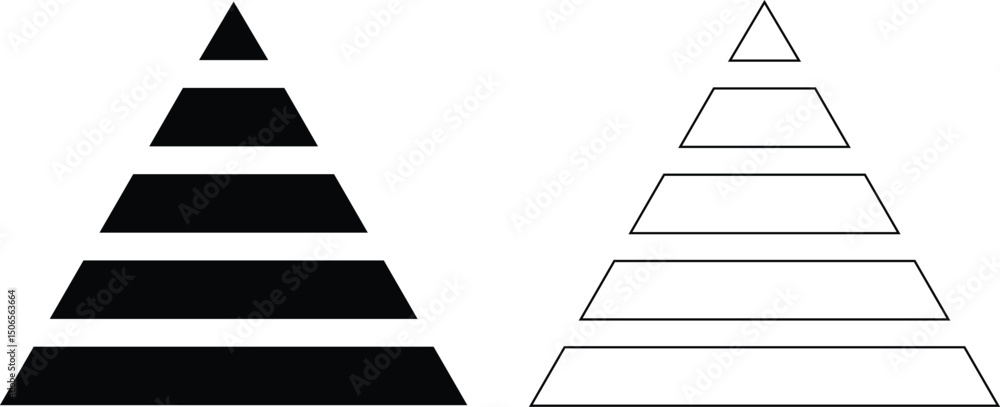 Level Document Triangle Shape Levels of triangular pyramid icon set. Triangle pyramid chart ...