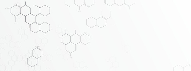 Wall Mural - white abstract molecules, cell, science, geometry hexagon background design.