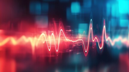 Fototapete - A dynamic heart waveform overlaid on a faint background of medical equipment, symbolizing the interplay between technology and human health