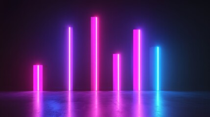 Poster - A set of glossy D bars rising dramatically from a financial dashboard, with neon highlights and subtle lighting effects to convey financial growth