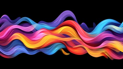 Aufkleber - Colorful wave patterns with gradient effects, creating fluid, dynamic lines across a black background for a sleek, futuristic look