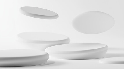 white circulars isolated on a clean background, a simple and stark abstract composition