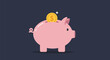 © Rkniazi - Flat-style vector of a minimal piggy bank with a gold coin halfway inserted at a 45° angle, featuring a subtle shine line; clean design, perfect for finance and savings content