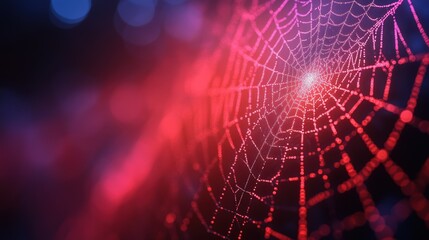 Intricate spiderweb with vibrant colors