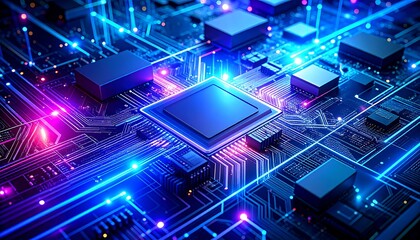 Computer Chip Circuit Board Closeup.
