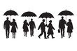 © Naznin - Couple Under Umbrella Silhouette Vector Illustration On White Background