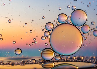 Wall Mural - bubbles in oil against a background. abstract space imagery. gentle selective focus. macro view of o