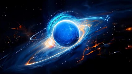 Aufkleber - Glowing Blue Planet in Cosmic Ring