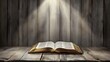 © Anas - Ancient Book on Wooden Table, Illuminated by Light Beams