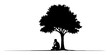 © Camel - person sitting under tree in silence – minimalist black silhouette