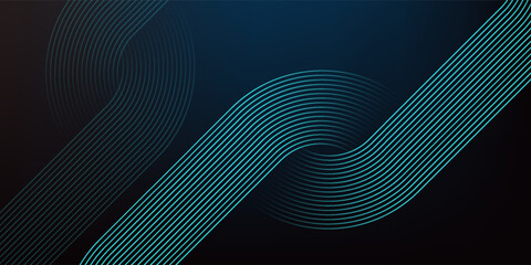 Wall Mural - dark blue abstract background with glowing circle lines. geometric stripe line art design. modern sh
