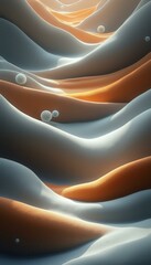 Fototapete - Abstract Beige and Gray Wavy Textile Pattern with Decorative Spheres for Modern Design