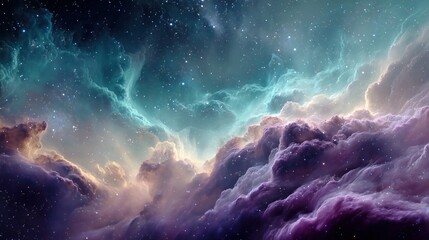 Wall Mural - stunning space art with star clusters, vibrant cosmic clouds, and glowing nebulae