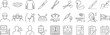 © Jolly J - Medical surgery line icon set. Vector pictograms of scissors, suture, incision, laparoscopy, robotic, injection, monitor, patient, schedule, equipment, procedure, thin linear illustration.