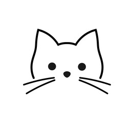 Canvas Print - Cute cat line drawing icon illustration. Logo vector.