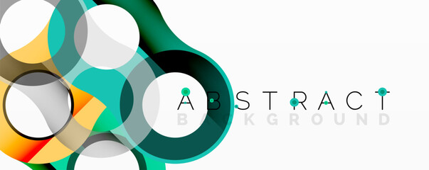 Fototapete - Modern design features overlapping circles, vibrant colors, clean aesthetic. Simple shapes create dynamic visual impact.