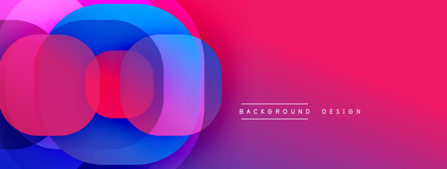 Leinwandbilder - Abstract vibrant circles overlap. Gradient colors blend from blue to pink. Modern design element for backgrounds, presentations.