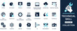 © RAIHANAJUNNT - Technical skill icon set collection. Tools, pie chart, privacy, coding, search engine, graphic design, data protection, checklist, data encoding. And solid icon set.