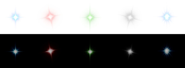Aufkleber - PNG light burst with red, blue, green glow — magic sparkle, festive flares, Christmas rays, shiny transparent effect for fantasy, holiday, or digital designs.
