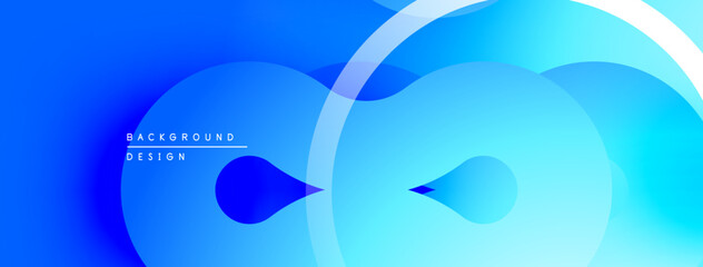 Aufkleber - Abstract blue background. Overlapping circles create flowing shapes, gradient effect. Modern design element for digital projects.