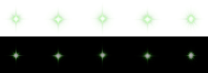 Aufkleber - Magical green shine and glow PNG with sparkles, flares, and radiant light effects perfect for festive, abstract, or decorative designs with a transparent background.