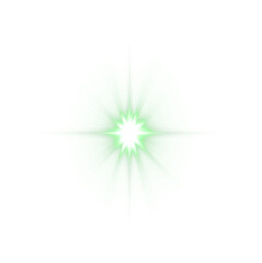 Aufkleber - Magical green shine and glow PNG with sparkles, flares, and radiant light effects perfect for festive, abstract, or decorative designs with a transparent background.
