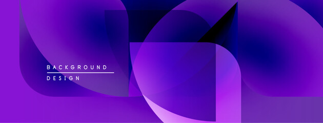 Leinwandbilder - Abstract purple design features geometric shapes, gradients, overlapping layers. Modern aesthetic, vibrant colors, minimalist style.