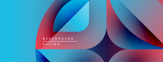 Leinwandbilder - Abstract background features overlapping colorful shapes. Gradients blend blue, red, purple hues creating dynamic visual effect. Modern design element.