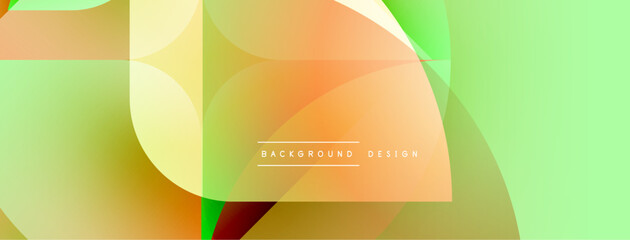 Aufkleber - Abstract geometric shapes overlap. Soft gradients create vibrant, modern visual effect. Light yellow, orange, green hues dominate composition.